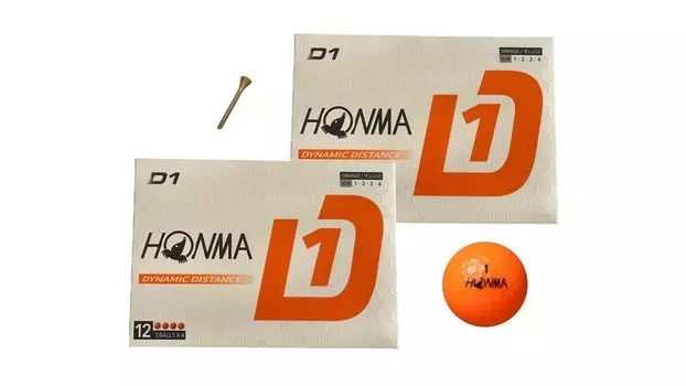 Мячи для гольфа Honma Golf D1 2024 BT2401 2 дюжины разноцветных с 1 деревянной подставкой для мальчиков Мяч для гольфа Honma Golf D1 2024 Flying Distance Focused 2 Piece Soft Feel
