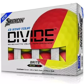 Мячи для гольфа SRIXON 2020 TOUR DIVIDE, желтые x красные, 1 дюжина, прямой импорт из США, флуоресцентные/матовые Q-STAR (12 всего) Желтый/Красный