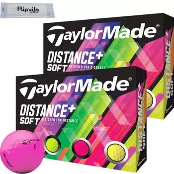 Мячи для гольфа TaylorMade SOFT Multicolor, набор из 2 дюжин, 24 чистящих листа, набор Distance+ *Оригинал