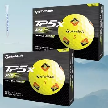 Мячи для гольфа Taylormade TP5x pix 2024 Мячи Taylormade желтые 2 дюжины 24 мяча Наша оригинальная деревянная ти