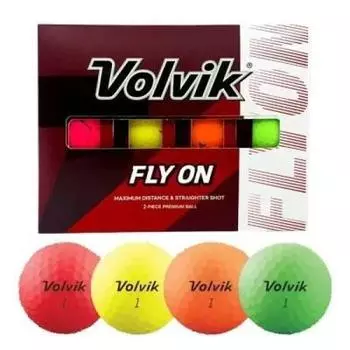Мячи для гольфа Volvik FLY ON, матовая отделка, конструкция из 2 частей, 1 дюжина (12 Шариков)