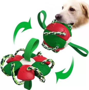 Мячи для игрушек для собак с жевательными веревками, Игрушка для собак в виде летающей тарелки, Интерактивные игрушки для собак для перетягивания каната, Лучшие подарки для маленьких и средних собак синий