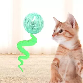 Мячи для кошек, прыгающие в виде гусениц, безопасные для укусов, интерактивные, устойчивые к укусам, резиновые мячи, мячи для метания, мячи для дырок, прыгающие мячи, игрушки One Size зелёный