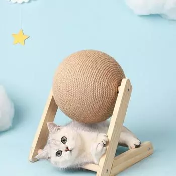 Мячовые игрушки для кошек, устойчивые треугольные игрушки из сизаля и дерева, домашние вещи для кошек, прочные, царапаются, крутые царапины на подставке, вращаются Small