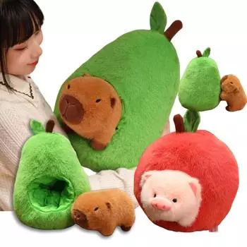 Мягкая 45 см мягкая мультяшная авокадо капибара яблоко свинья трансформация комбинация животные куклы девочки подарки see choice option