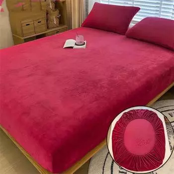 Мягкая бархатная простыня с резинками. Нескользящие регулируемые наматрасники для одинарных двойных плюшевых теплых и удобных покрывал. 90x200cm Only a Sheet