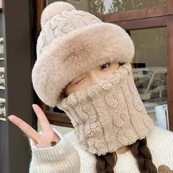 Мягкая бархатная шапка, шарф, маска, комплект, зимняя теплая шапка, утеплитель для шеи, для езды на велосипеде, ветрозащитный шарф, шапка, защита ушей