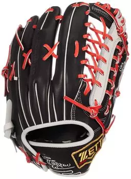 Мягкая бейсбольная перчатка ZETT Prostatus для аутфилдеров, черная x серая, правая метательная BRGB32577S (1915 год)