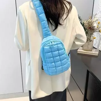 Мягкая белая клетчатая повседневная нагрудная сумка, новая модная универсальная простая сумка-облако с милым принтом через плечо