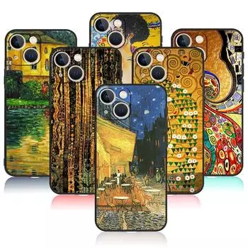 Мягкая броня Capinha Funda для Apple iPhone XS 7 XR 11 8 Plus 12X14 13 Pro Max SE2 6S Mini 5 Van Gogh Starry Night Klimt Kiss iPhone 14