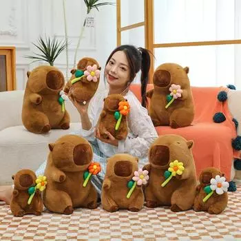 Мягкая цветочная плюшевая игрушка капибара пушистая кукла капибара плюшевая кукла капибара подарок друзьям 23cm-style 3