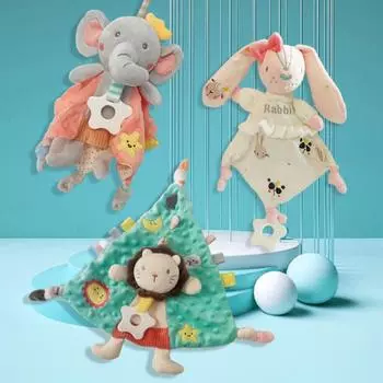 Мягкая детская головоломка для раннего образования, успокаивающее полотенце, кусающая ребенка, успокаивающая спящая кукла Birl hand bell