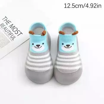 Мягкая детская обувь для малышей, детские туфли, носки-тапочки, детская обувь с рисунком, нескользящая резиновая подошва, детские туфли, мягкие вязаные 12.5CM