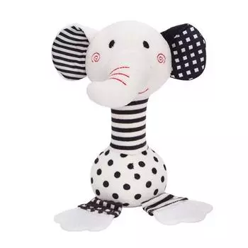 Мягкая детская погремушка для новорожденных, плюшевая погремушка, шейкер-погремушка, подарок для мальчика для душа, колыбель для детей 9–12 месяцев и жевательная игрушка (Слоны/Жираф) 16.5x13x4cm