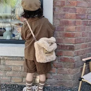 Мягкая детская сумка Messneger, модная сумка через плечо, женские трендовые дизайнерские сумки, кошельки и сумочки one size чёрный