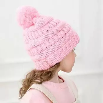 Мягкая детская вязаная шапка крючком, теплая детская зимняя шапка с помпоном, От 2 до 8 лет, шапки-бини унисекс с черепами белый
