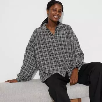 Мягкая длинная блузка UNIQLO в клетку