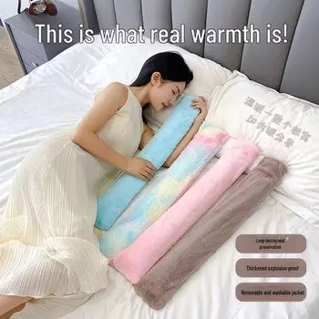 Мягкая длинная грелка из ПВХ с водой для согревания живота и талии long hot water bottle коричневый