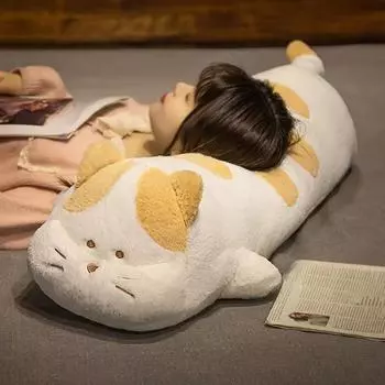 Мягкая длинная подушка для кошки, плюшевые игрушки, мягкая офисная подушка для сна, кровать, длинная подушка для сна, кукла для домашнего декора, подарок для детей и девочек 60cm белый