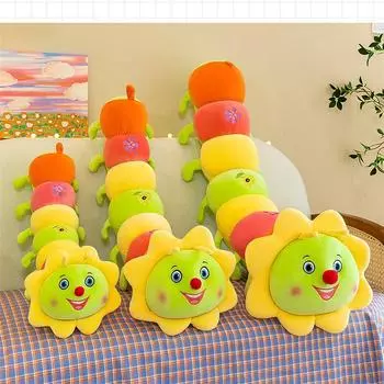 Мягкая длинная полоска из мультфильма «Подсолнух, цветок, гусеница», плюшевая игрушка, кукла, подушка, украшение для дома, кровати, дивана, ребенка, подруги, подарок 70cm