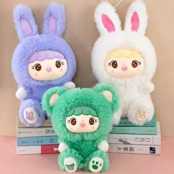 Мягкая длинношерстная кукла-кролик, имитация кролика, мягкая игрушка, подарки для девочек зелёный