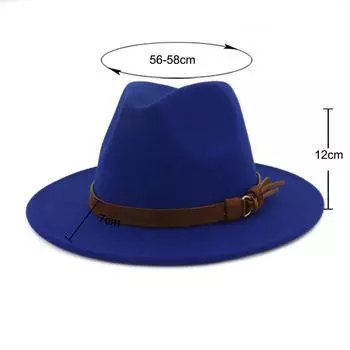 Мягкая фетровая шляпа с бахромой и поясом в британском стиле, джентльменский цилиндр для вечеринки, большой плоский полевой шерстяной термобелье в стиле джаз M size ordinary version армия зеленый