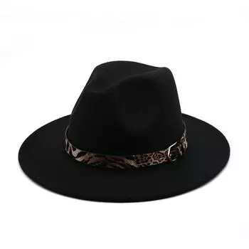 Мягкая фетровая шляпа с британским леопардовым принтом, парная шляпа джентльмена и джентльмена, большая теплая шерстяная шляпа в стиле джаз One size fits all серый