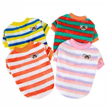 Мягкая флисовая одежда для домашних животных для маленьких собак, зимний теплый жилет для собак, одежда в радужную полоску для щенков, кошек, пальто для чихуахуа, пуделя, ши-тцу S