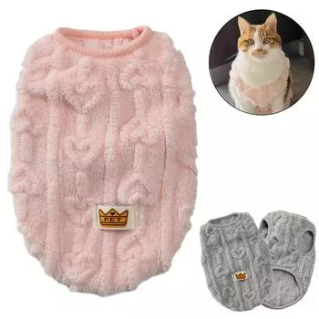 Мягкая флисовая одежда для кошек, зимний теплый свитер для собак для маленьких средних собак, жилет для кошек, одежда для щенков, котят, куртка для мопса, одежда для домашних животных XS розовый
