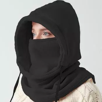 Мягкая флисовая шапка-балаклава, зимняя лыжная ветрозащитная шапка, утепленная, для езды на велосипеде, для мужчин и женщин, шапка-бини с капюшоном