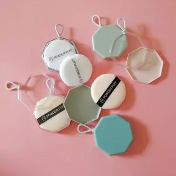 Мягкая флокированная пудра 6x6 см, натуральная гладкая косметическая воздушная подушка, портативный подвесной чехол для хранения, прозрачная коробка