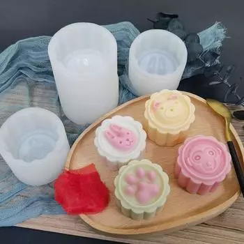 Мягкая форма для торта из бобовой пасты, мультяшная форма для выпечки животных, форма для торта «Снежная кожа» для десерта «Лунный пряник» Style A