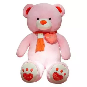 Мягкая гигантская кукла Big Happy Muffler Love Teddy Bear, розовый мишка, 80 см, популярные игрушки для корейских детей