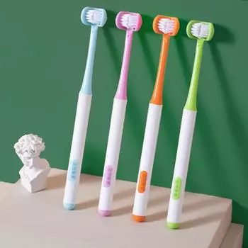Мягкая граненая зубная щетка для ухода за полостью рта для детей с противоскользящей ручкой для детей, чистка зубов на 360°, щетка для чистки зубов, уход за зубами, от 3 до 12 лет