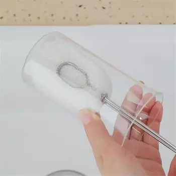 Мягкая губчатая щетка для чашек, сменная губчатая щетка с длинной ручкой, губчатая щетка для бутылок, мытье бокалов, стеклянных чашек, очистка белый