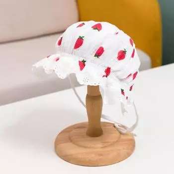 Мягкая хлопковая детская шапка с клубничным принтом, шляпа от солнца для новорожденных девочек, весна-лето, кепка для малышей, детские вещи
