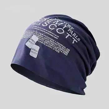 Мягкая хлопковая мешковатая шапка-бини для мужчин и женщин, осенне-весенняя объемная шапка с напуском, модная теплая шапка с буквенным принтом в стиле хип-хоп, унисекс 54-60cm чёрный