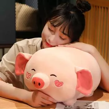 Мягкая хлопковая розовая свинка плюшевые игрушки имитация животных спящий ребенок обнимает мягкую подушку круглая огромная креативная милая кукла подарок на день рождения about 28cm
