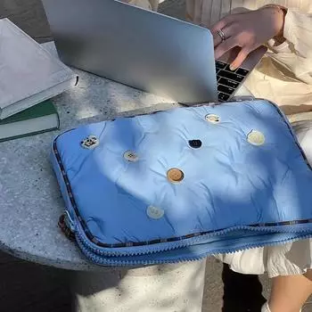 Мягкая хлопковая сумка для ноутбука, сумка через плечо, сумка для ноутбука, портфель для 13 15,6 дюймов Macbook Air Pro HP Huawei Asus Dell 13.3-14inch синий