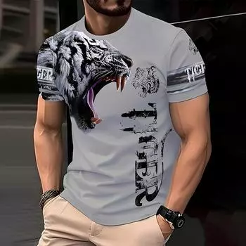 Мягкая и легкая классическая футболка, мужская летняя красивая и удобная свободная футболка с круглым вырезом и коротким рукавом с 3D-принтом S