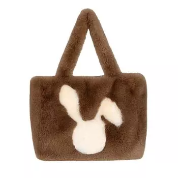 Мягкая и милая плюшевая сумка с кроликом и большими ушами, женская новая большая вместительная сумка через плечо, модная сумка-тоут белый