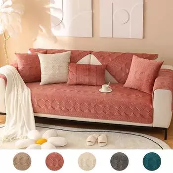 Мягкая и удобная бархатная подушка для дивана, универсальная противоскользящая подушка на четыре сезона, однотонная минималистичная дышащая диванная подушка 70x70cm 1pcs красный