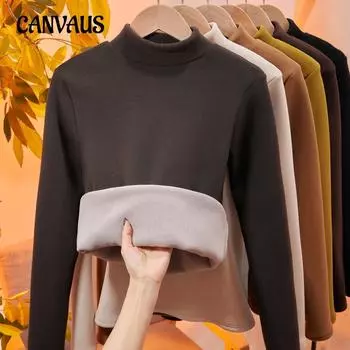 Мягкая и утолщенная зимняя теплая рубашка со средним воротником и нижним воротником, женская тонкая внутренняя рубашка с высоким воротником и длинными рукавами для пожилых людей S хаки