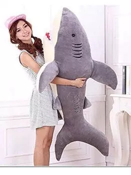 Мягкая игрушка-акула Arata Hayashi, очень большая, 130 см, акула, обнимающая, мягкая игрушка, подушка-акула/игрушка-акула/подарок/праздник/пушистый (Как на фото) серый