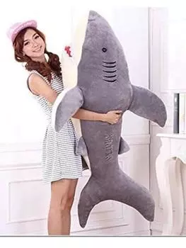 Мягкая игрушка-акула Arata Hayashi, очень большая, 130 см, акула, обнимающая, мягкая игрушка, подушка-акула/игрушка-акула/подарок/праздник/пушистый (Как на фото) серый