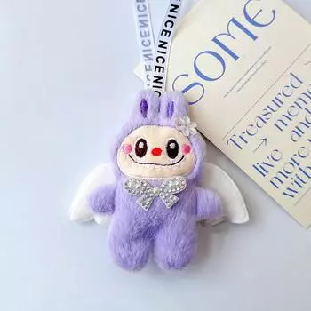 Мягкая игрушка ангел Лабубу брелок мультфильм мягкая кукла кулон автомобильный брелок рюкзак сумка Декор детский подарок розовый