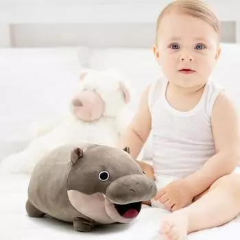 Мягкая игрушка бегемот Очаровательная мягкая подушка-бегемот для дома