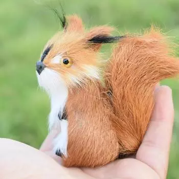 Мягкая игрушка белка, пушистая имитация белки, коллекционная настольная игрушка в виде белки для спальни, детской комнаты, декор игровой комнаты S
