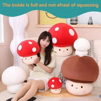 Мягкая игрушка без деформации, полное наполнение, милый плюшевый гриб 23cm красный