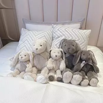 Мягкая игрушка бежевый кролик Бонни - Маленькая кукла-зайчик Plaid Small Barney Rabbit 31cm